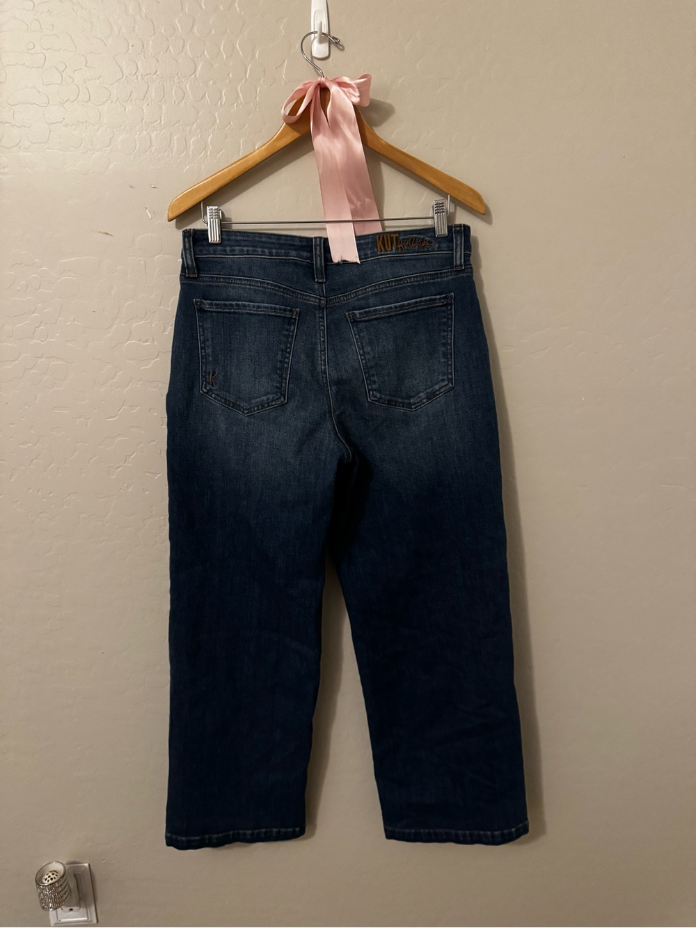 Kut from the Kloth Dark Blue Cropped Straight Jeans - Back View